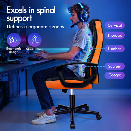 ELFORDSON ELFORDSON Gaming Chair Racing Office Executive Computer Work Orange 1