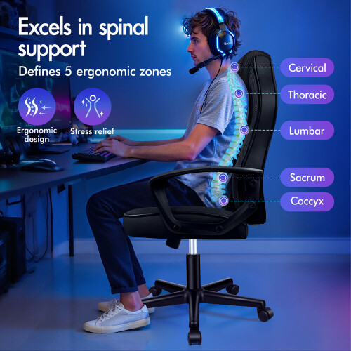 ELFORDSON ELFORDSON Gaming Chair Racing Office Executive Computer Work Black 1