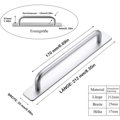 Selbstklebende Möbelgriffe, Aluminium Schrankgriffe, Türgriffe. 2