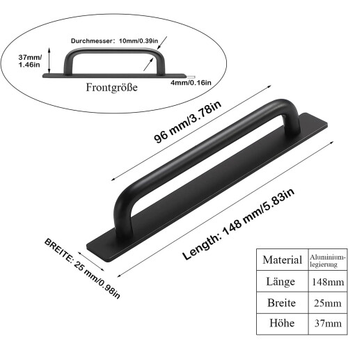 Selbstklebende Möbelgriffe, Aluminium Schrankgriffe, Türgriffe. 2