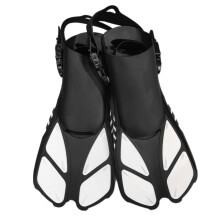 Short Snorkel Travel Size Adjustable Open Heel Fins for Scuba Diving and Swimming, Lightweight, Comfortable Fit