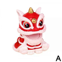 (red) Car Ornaments, Solar Powered Lion Dance Automatic Nodding Chinese National Trend Auspicious Decoration