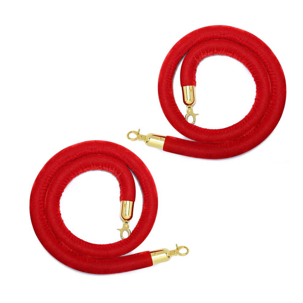Velvet Rung Rope For Cinemas, Red Barrier Ropes With Golden Hooks, Durable Barrier Rope For Crowds 6482260830674