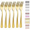 (Gold) Gold Dinner Fork 6 Pieces, Stainless Steel 8.17 " Fork Wedding Silverware Set 1