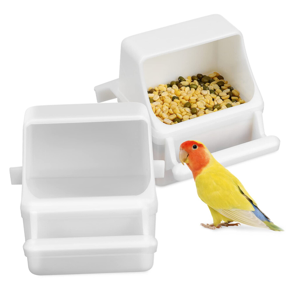 Parrot Feeder Splash Box Bird Food Container Easy Fill Clean Birdcage Feeder Durable Design for Small to Medium Birds