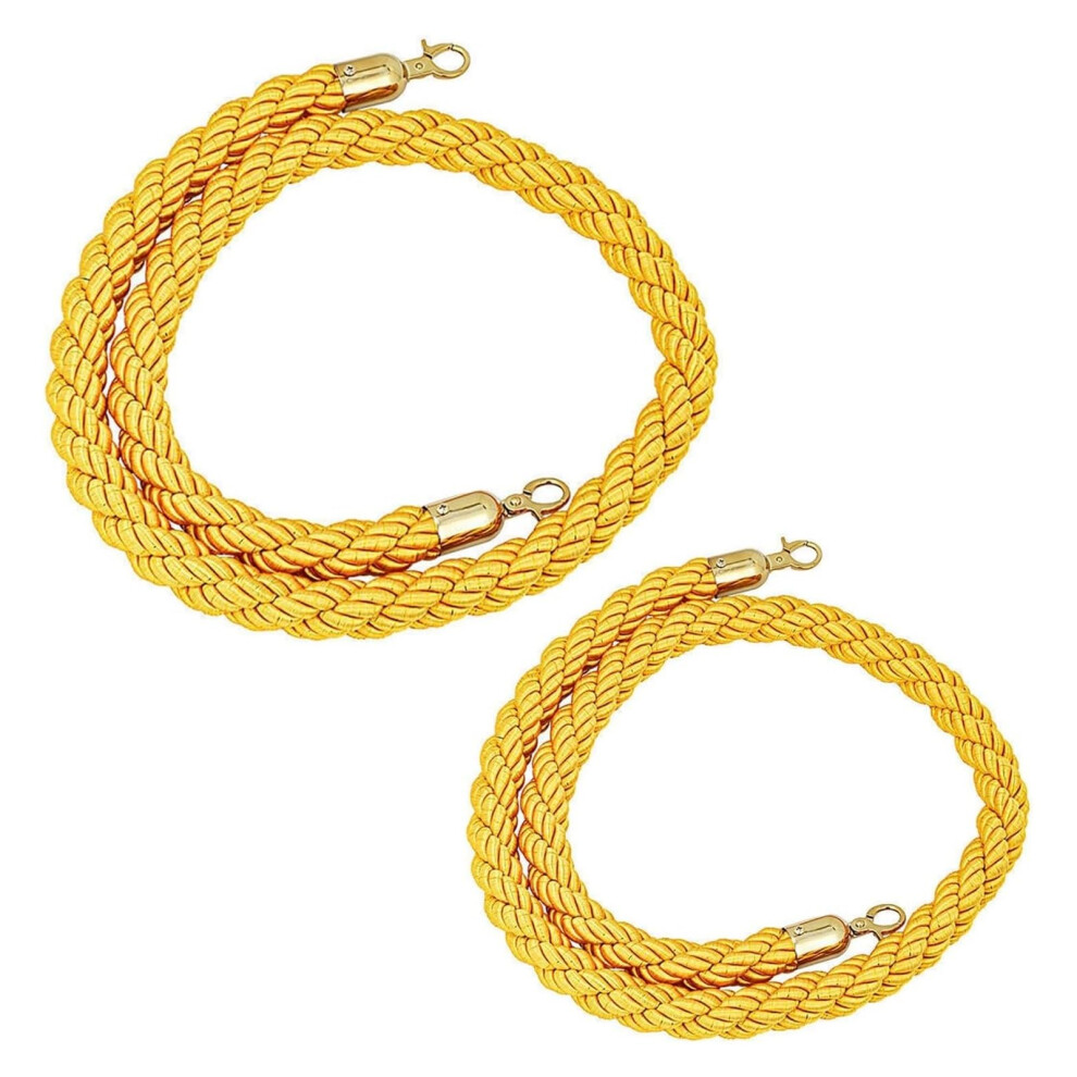 Stake Rope, Queue Barrier Rope With Hooks, 2M Yellow Braided Crowd Control Ropes For Mass Control And Safety Barrier 6447073783050