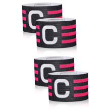 Adjustable Captain's Armband Pack of 4, Elastic Nylon Football Training Bands for Players, League Accessories, Size Suitable for All