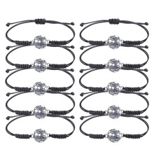 Football Bracelet Pack of 10 Adjustable Woven Cord Bracelets for Sports Parties and Children's Birthday Celebrations