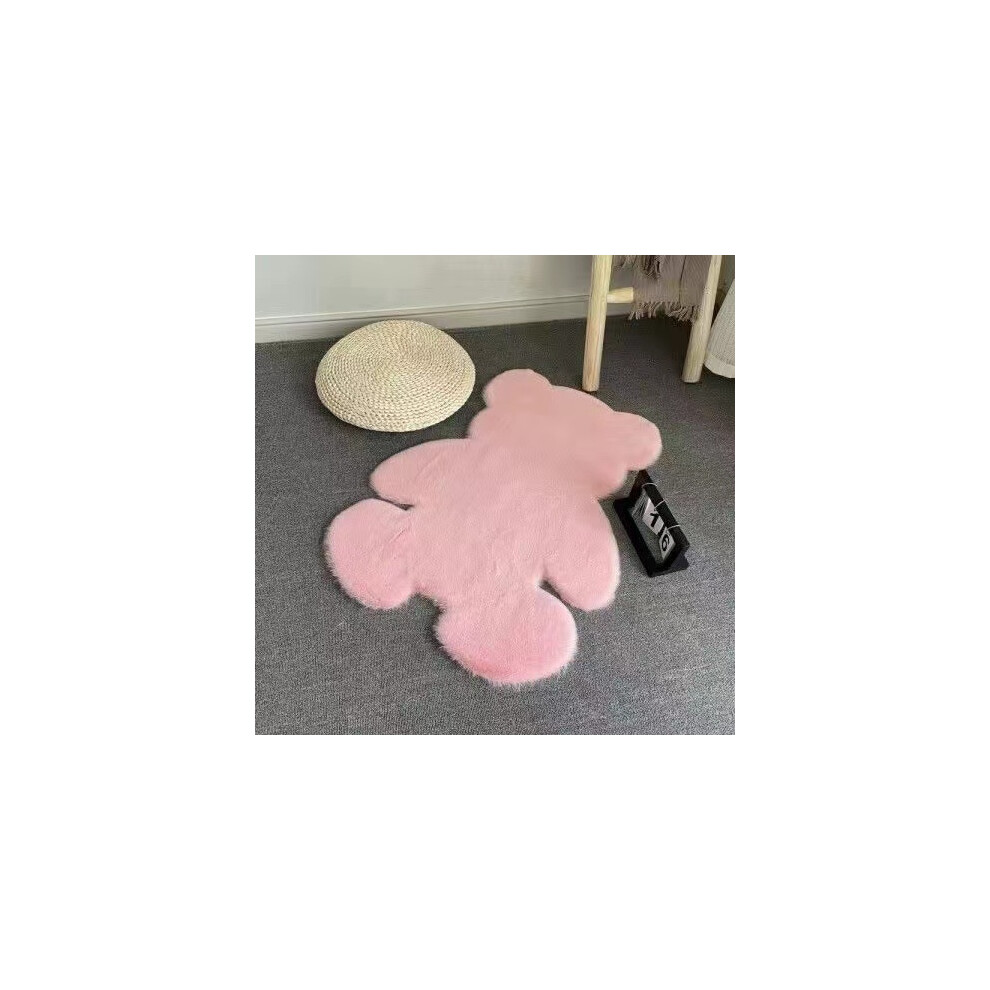 (Pink, 120*160) Cute little bear carpet plush decoration bedroom renovation, girlish heart, children's room bedside mat, ins style