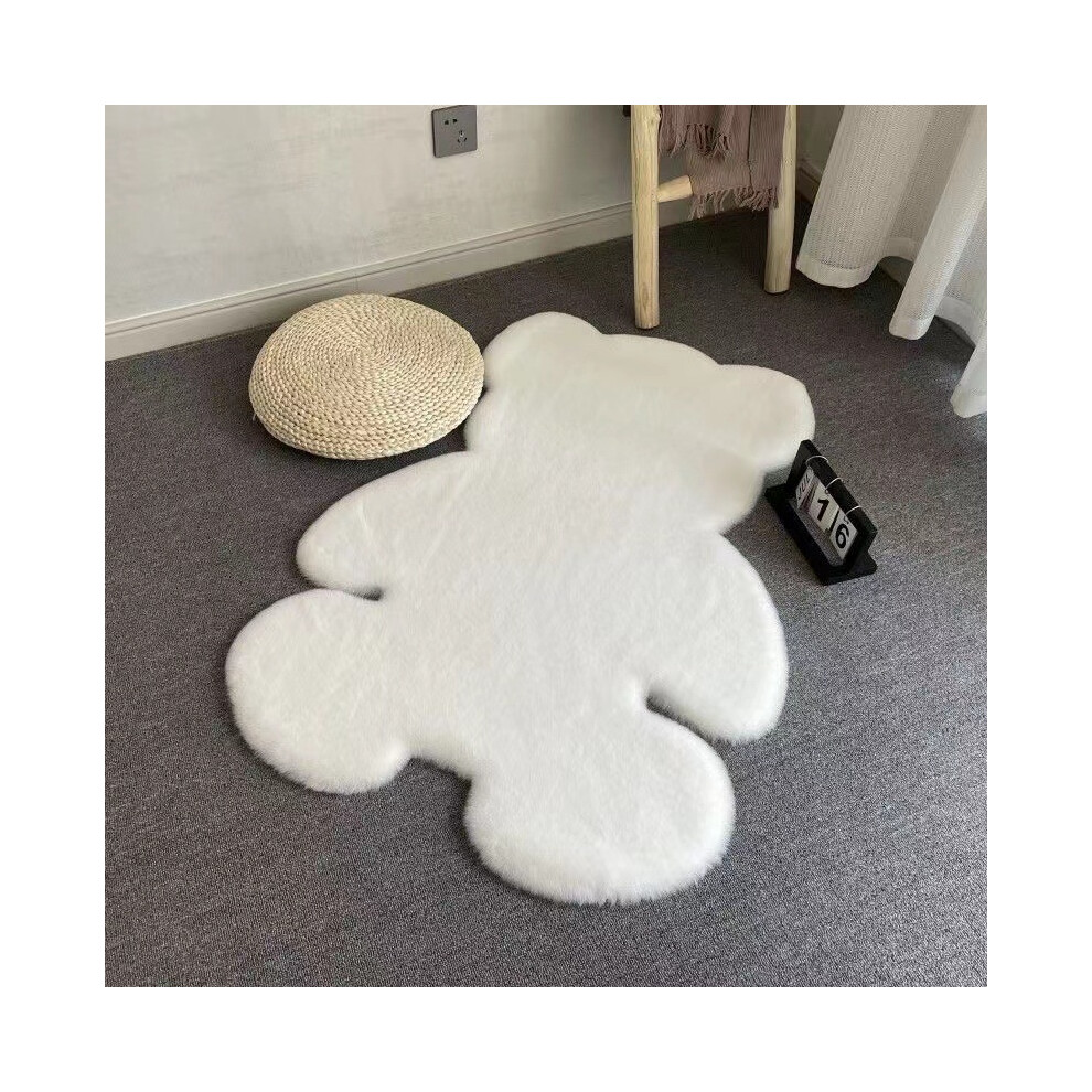 (white, 120*160) Cute little bear carpet plush decoration bedroom renovation, girlish heart, children's room bedside mat, ins style