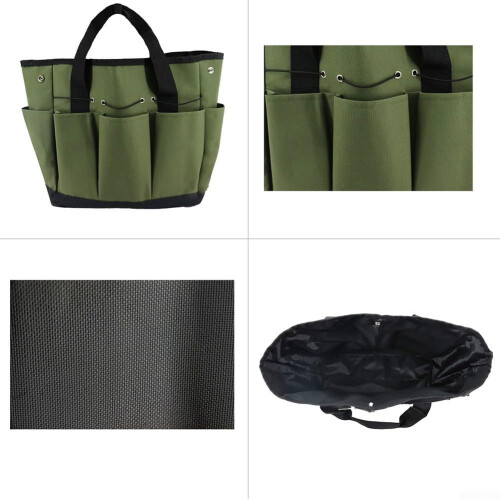 Organised Garden Storage Solution with Multiple Pockets for Tools and Accessories, Green Fabric Organizer Bag 2