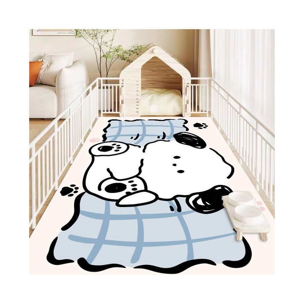 (Pet floor mat - blue puppy, 50X80cm) Waterproof and urine-proof pvc pet floor mat, anti-slip and dirt-resistant mat for dogs, long strip mat for cats-image-OPC-PJW7G5D-NEW