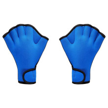 Swimming Training Diving Gear Non-Slip Half Finger Gloves for Adults and Kids, Blue, Size Small