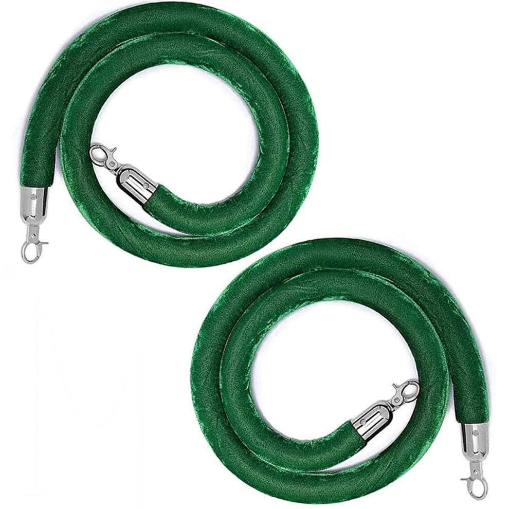 Rope Barriers For Crowd Control, 6Ft/185Cm Green Queue Pole With Silver-Plated Hooks 6947110319698