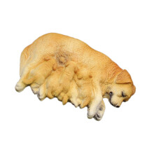 Nurturing Dog Miniature Figurine for Nursing Labrador Mother and Puppy, Resin Home Décor, Table Display Ornament