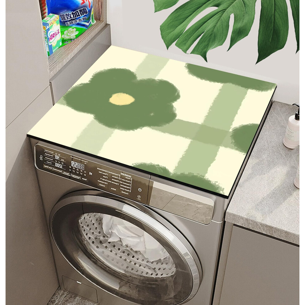 Non-Slip Washing Machine Mat 50x60cm Green, Absorbent Quick-Drying Universal Mat for Kitchen and Refrigerator-image-OPC-PJW7VRZ-NEW