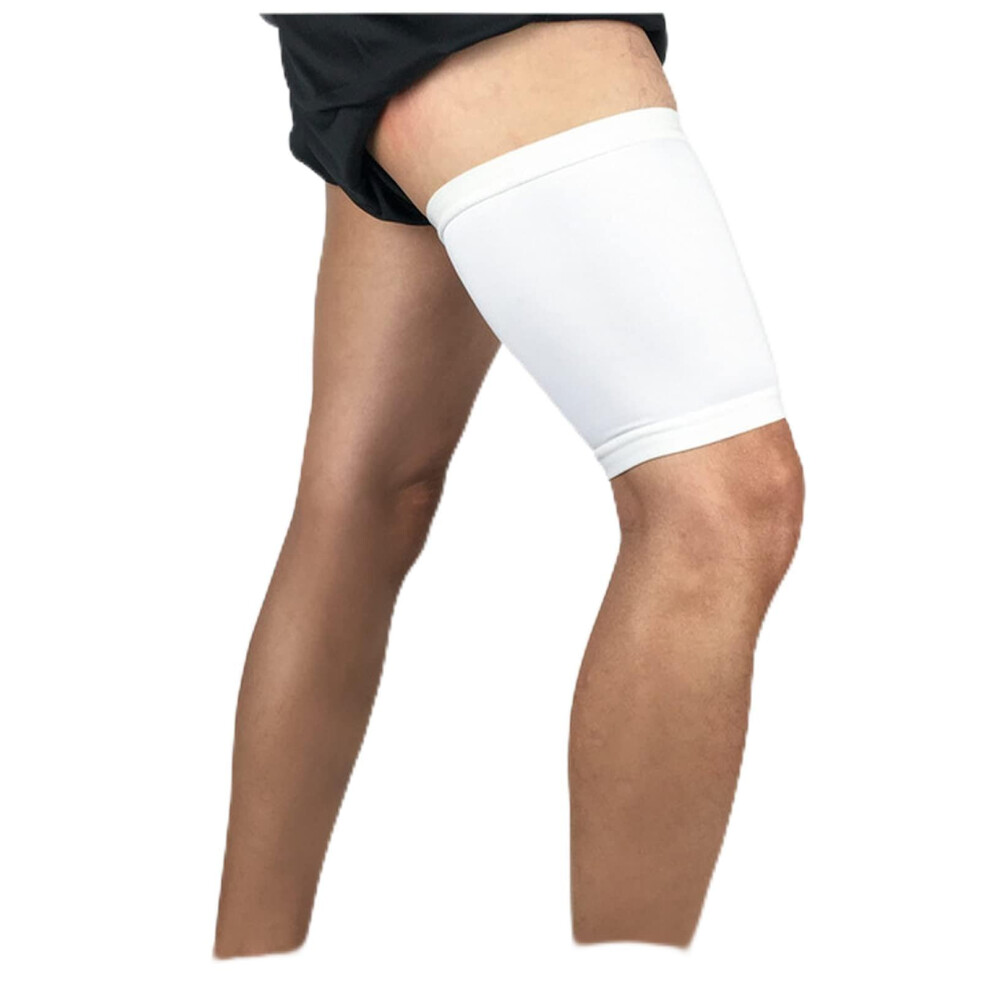 Thigh Protection Pads Compression Sleeves Adjustable Support for Muscle Strain Pain Relief Sports, XL White