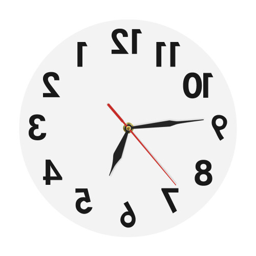 (White) Wall Reverse Anti Clock Modern Backwards Time Run Counter Clockwise Wall Watch