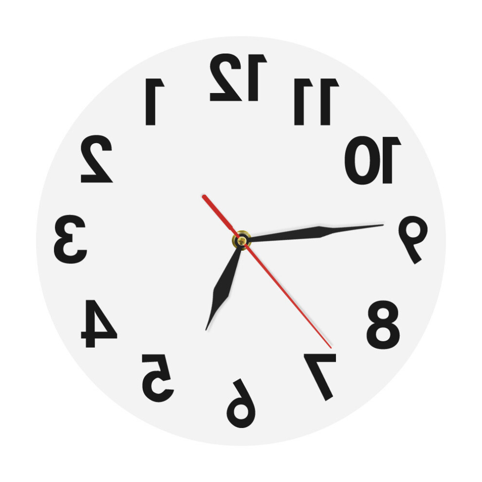 (White) Wall Reverse Anti Clock Modern Backwards Time Run Counter Clockwise Wall Watch White