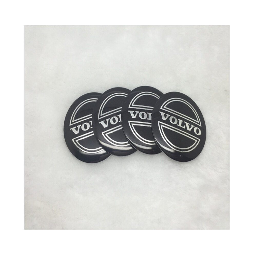(Black White) 565mm 4pcs Car Wheel Center Caps Emblem Badge Hub Caps Stickers For Volvo