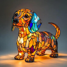 (Style E) Dog Cat For Night Stands Table Lamps Stained Resin Tabletop Decoration Light