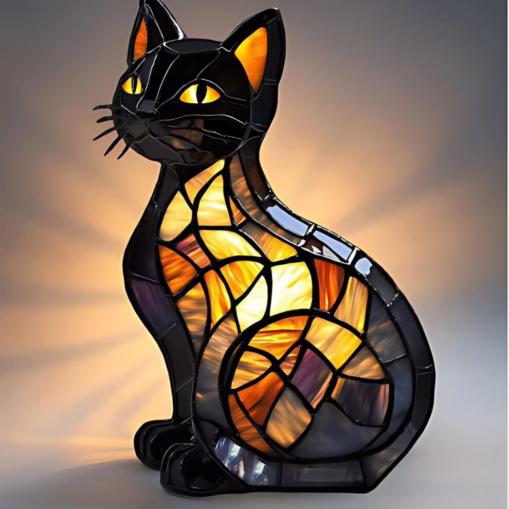 (Style L) Dog Cat For Night Stands Table Lamps Stained Resin Tabletop Decoration Light