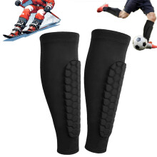 Ski Guard Socks and Soccer Shin Guard Sleeves with Honeycomb Pads, Black Breathable Shin Pad Sleeves for Kids and Adults M