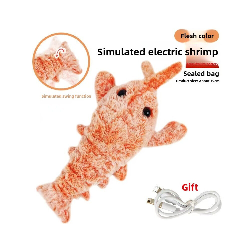 (Flesh) Dog Floppy Lobster Toys Plush Jumping Interactive Toy Motion Chew Pet Play