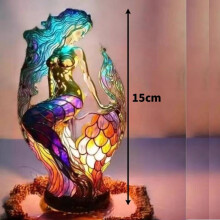Vintage Resin Colored Mermaid Table Lamp For Daily Home Decorations And Gifts
