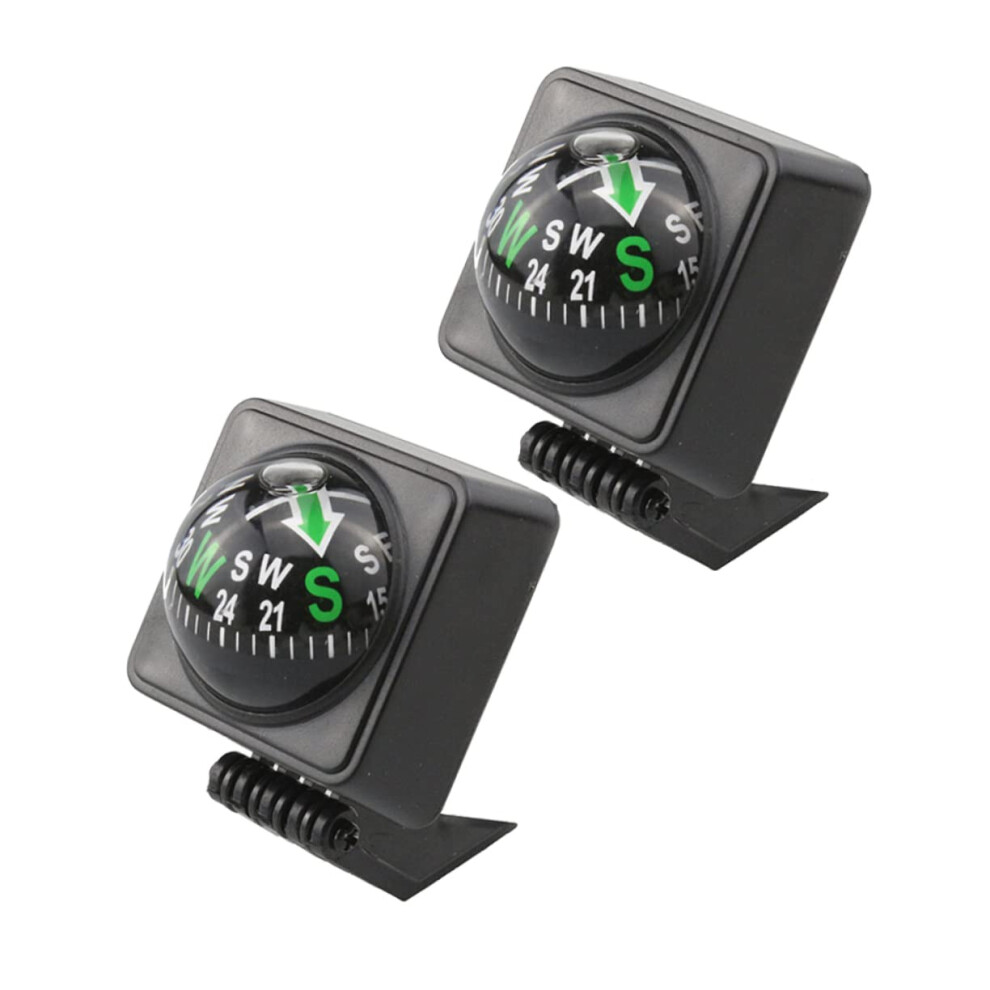 Car Compass Set Of 2 Mini Dashboard Compasses For Vehicles Glass Hiking Navigation Guide Roadsign Mounting Black 6482260838496
