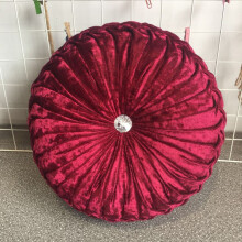 (Dark Red) Round Pumpkin Velvet Cushion Tatami Seat Sofa Pillow Couch Back Home Floor Pad