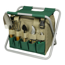 Folding Stool for Gardening with Removable Tool Bag, Portable Foldable Camping Stool for Outdoor Sports, Fishing, Hiking