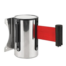 Retractable Tape for Queues 5m Red Belt Stainless Steel Wall Mount Barrier Crowd Control System