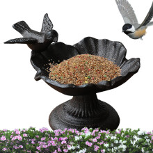 Bird Feeding Station for Outdoor Use – Metal Bird Feeder in Retro Style for Garden, Yard, Patio, Ideal for Finches and Chicks