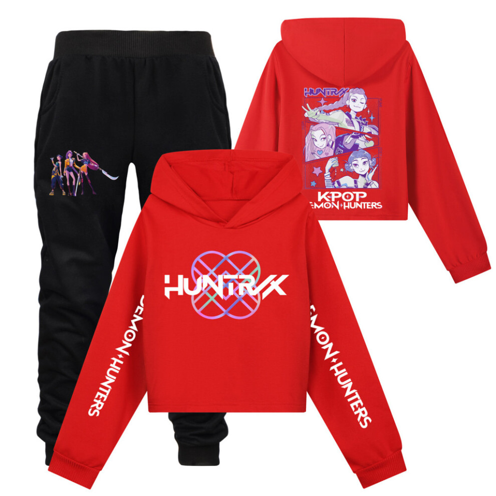 (Red, 110cm) Demon Hunters Kpop Long Sleeve Hoodie Sports Set Fun Cartoon Design Daily Wear-image-OPC-PJW9VWN-NEW
