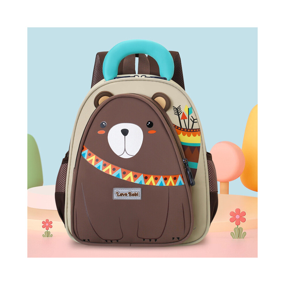(Brown) Small Bear Penguin Pattern Cartoon Toddler Backpack Reinforced Stitching With-image-OPC-PJW9XYH-NEW