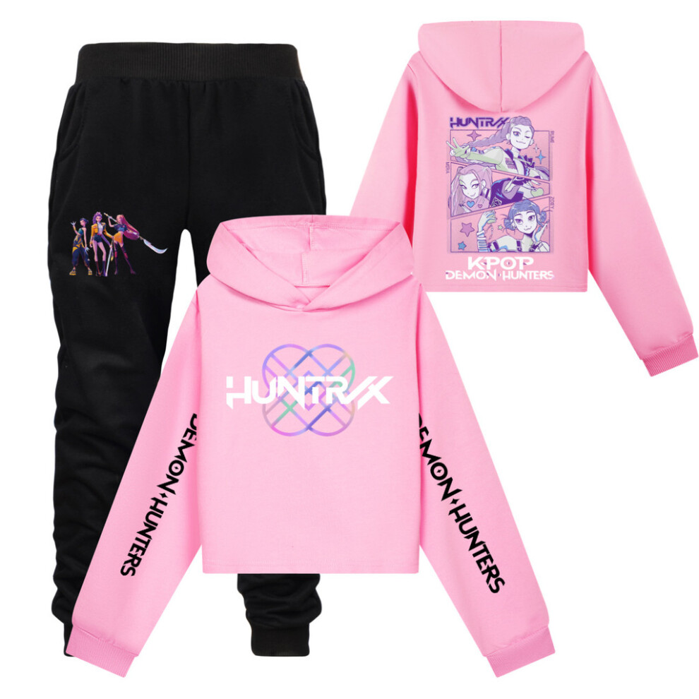 (Pink, 120cm) Hunters Demon Kpop Long Sleeve Hoodie Sports Set Fun Cartoon Daily Wear Design-image-OPC-PJW9Z2K-NEW