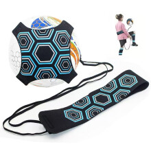 Football Training Aid Set for Solo Practice with Adjustable Waist Belt for Kids and Adults, Blue Hexagon Pattern, Kick Trainer