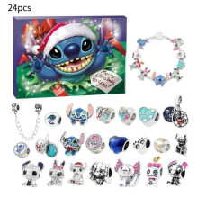 (Style A)24 stuks Stitch Blind Box Kerstmis Advent Figuren Cartoon Dieren Versiering Speelgoed