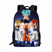 (02)Mochila escolar con diseño de dibujos animados de anime Dragon Ball para niños