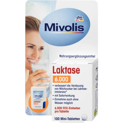 Mivolis Lactase 6000 Mini Tablets 8g Digestive Lactose Intolerance