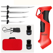 Rechargeable Fish Filleting Knife Wireless Electric with 4 Carbon Steel Blades 2 Batteries Safe Lock for Home Hotel Use