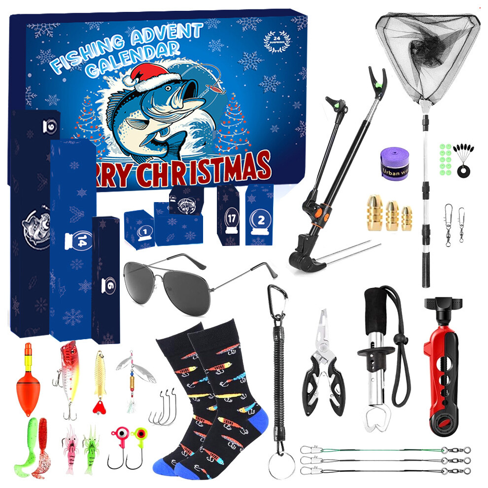 Iniu (Hd—02 Fishing Set) Bestselling Fishing Set Advent Calendar Blind Box Enthusiast Christmas Gift Fishing Gear Countdown Kit