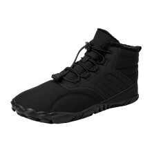 Plush Warm Cotton Shoes Non-Slip Snow Boots for Men and Women Hiking Outdoor Sports Leather Trainers Size 46 EU Black