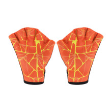 Swimming Water Gloves Orange - Mesh Water Resistance Training Gloves for Swimming and Diving, Size S, Durable Material