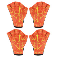 Swimming Water Gloves 2 Pairs Mesh Training Gloves for Swimming and Diving Water Resistance Orange Size S