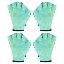 Swimming Water Gloves - 2 Pairs Light Green Mesh Gloves for Water Resistance Training, Diving Accessories, Size S