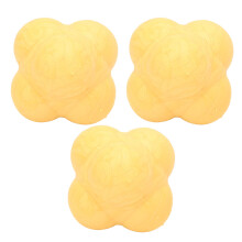 Hex Bounce Reaction Ball Pack of 3 TPR Coordination Reflex Training Balls for Hand-Eye Coordination Exercise - Yellow