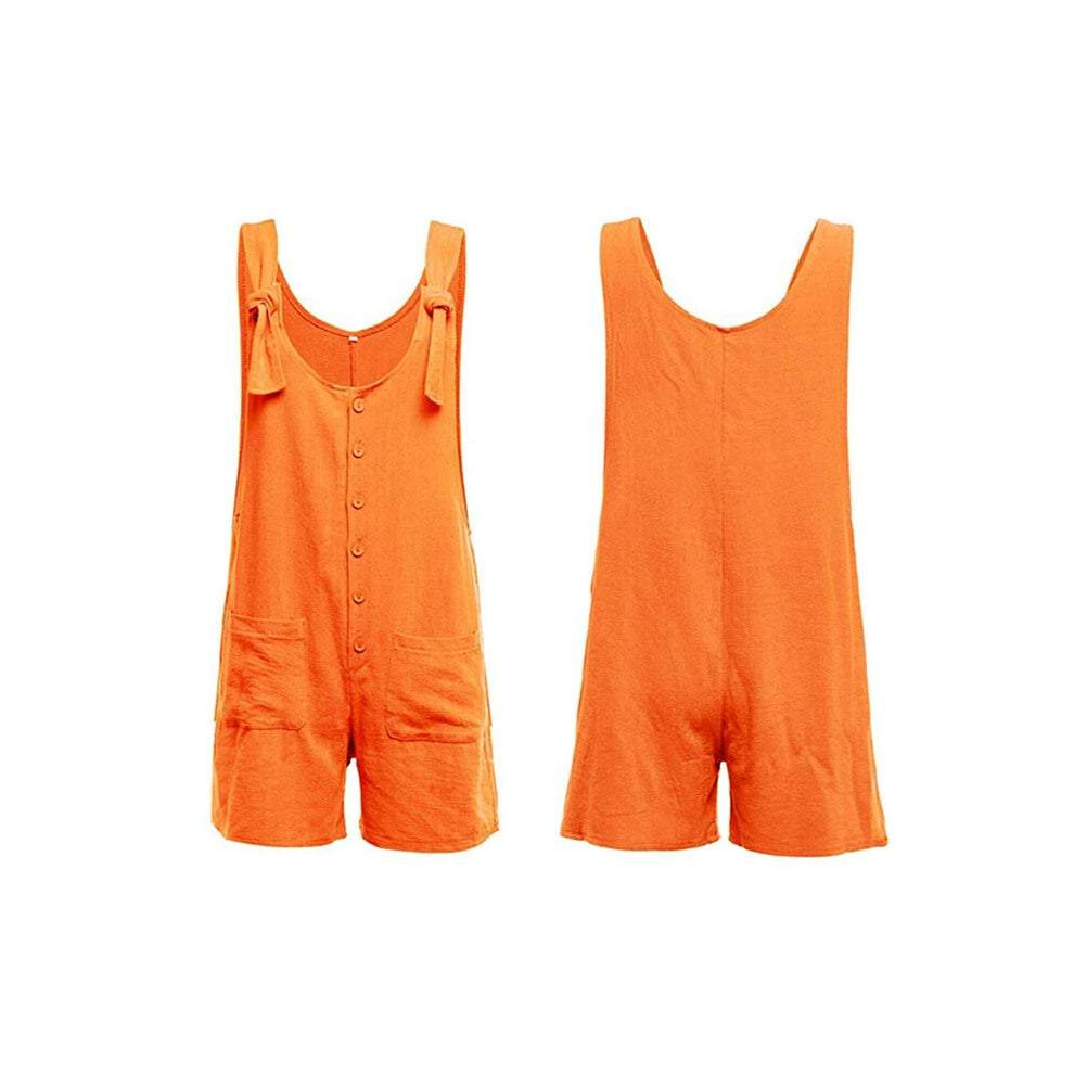 (Orange, S) Women's Boho Clothing Casual Loose Jumpsuits Fashion Playsuit Tie Strap Pockets-image-OPC-PDJRF6J-NEW