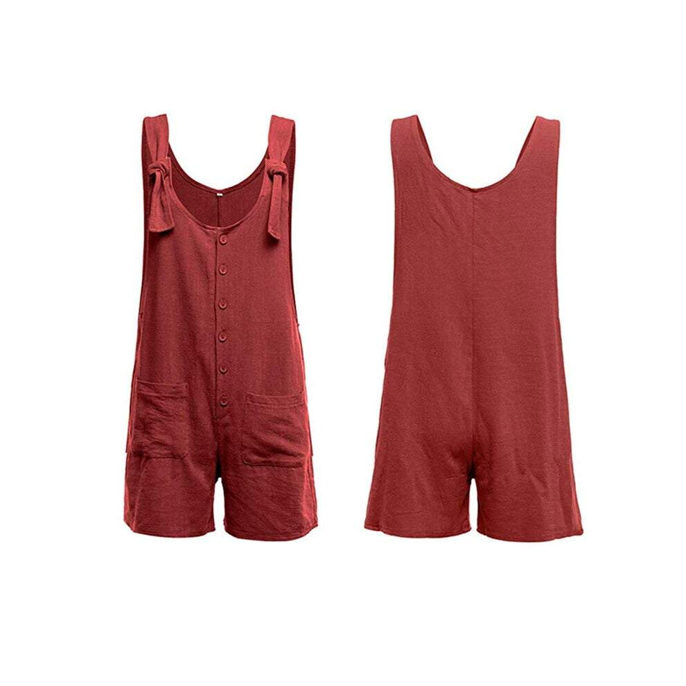 (Wine Red, XL) Women's Boho Clothing Casual Loose Jumpsuits Fashion Playsuit Tie Strap Pockets-image-OPC-PDJRF5T-NEW